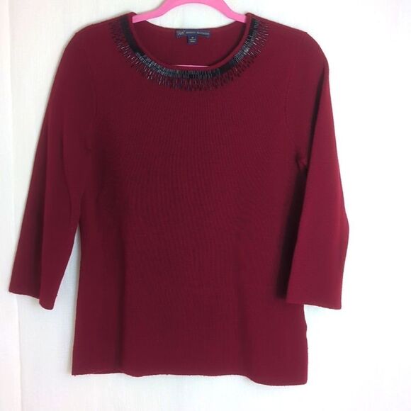 Brooks Brothers Sweater Med 100% Merino Wool Maroon - Picture 1 of 6